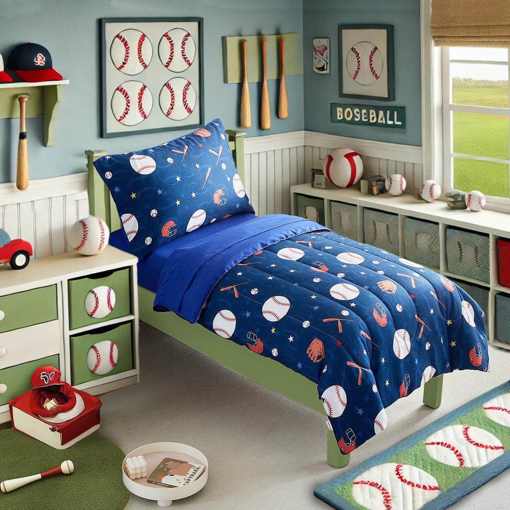 UOZZI BEDDING baseball toddler comforter 42x57 offers soft, cozy warmth for bedtime.