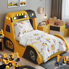UOZZI BEDDING tipper truck sheet adds fun, bright bedtime ambiance.