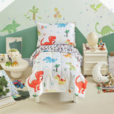 UOZZI Bedding dinosaur comforter front view showcases playful orange dinos for bedtime fun
