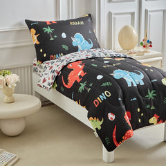 UOZZI BEDDING dinosaur flat sheet detail adds cheerful multicolor design to rooms.