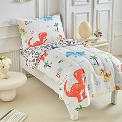 UOZZI Bedding dinosaur flat sheet displays colorful print for coordinated room look