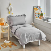 UOZZI Bedding gray toddler comforter with ruffle fringe for cozy nights.