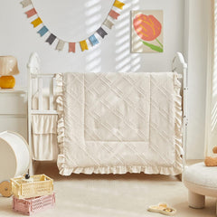 UOZZI BEDDING mini crib fitted sheet secures snugly on 28x52 inch mattress.