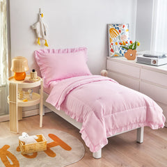 UOZZI BEDDING pink toddler fabric texture highlights skin-friendly microfiber.