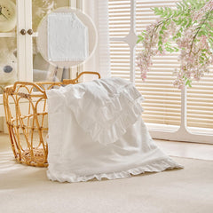 UOZZI Bedding ruffle-detail closeup highlights 2-inch edge charm for style