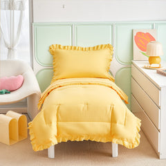 UOZZI Bedding yellow toddler ruffle comforter offers soft warmth for sweet dreams
