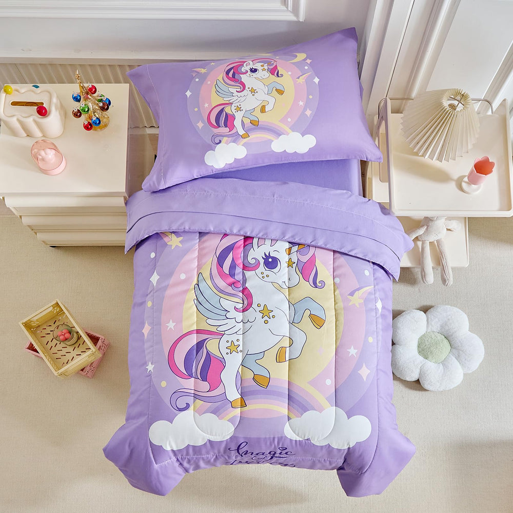 UOZZI BEDDING unicorn comforter with magical unicorn print for cozy toddler nights