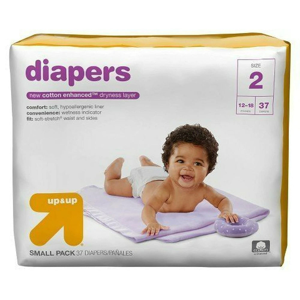 Up & Up Diapers Size 2 for 12-18 lb babies, soft and breathable for gentle wear