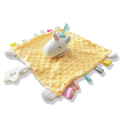 Upalupa Unicorn Security Blanket Soft Yellow with textured dots for cozy grip during naptime.
