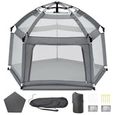 UPHUNAL baby playpen assembled shows a spacious, safe play area for infants and toddlers.