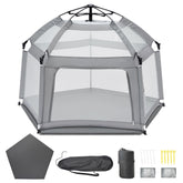 UPHUNAL portable baby playpen with inflatable mattress roomy interior for crawlers