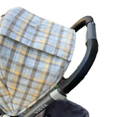 Uppababy Vista handlebar cover black closeup highlights premium PU leather and enhanced grip.