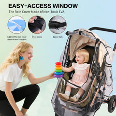 UQBEUQ stroller rain cover clear material maintains visibility and weather protection.