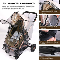 UQBEUQ stroller rain cover open zipper demonstrates quick access without removal.