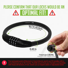 Urban August fridge lock around-handle shows compatibility with French-door refrigerators.