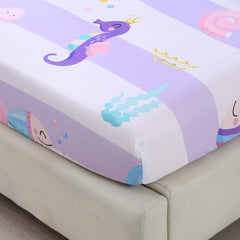 URBONUR mermaid fitted sheet pocket fits standard toddler crib mattress.