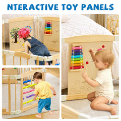 UREDISO wooden playpen edges smooth, gentle touch surface reduces skin irritation risk