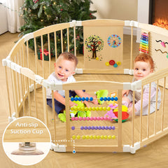 UREDISO playpen gate open, easy access for caregivers during playtime sessions