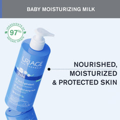 Close-up of Uriage Baby Cream texture showing smooth, non-sticky finish.