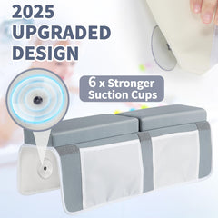 URMYWO bath kneeler with organizer pockets demonstrates easy-access toy storage and bath supplies.