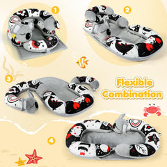 URMYWO tummy time mat black-and-white pillows aid visual tracking.