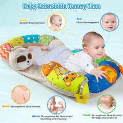 URMYWO Tummy Time Mat with dangling toys for sensory exploration