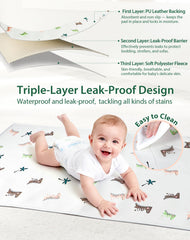 URMYWO waterproof PU leather pad shields clothing during messy diaper changes.