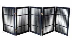 Urnporium pet gate—fully assembled, freestanding five-panel setup for easy placement