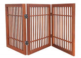 Urnporium pet gate fully assembled in hallway for easy room separation and pet containment.