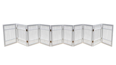 Urnporium pet gate fully assembled shown for indoor use with sturdy acacia wood