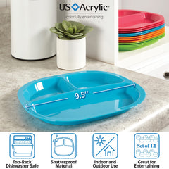 US Acrylic Harmony orange 3-comp tray top view colorful, practical dinner option