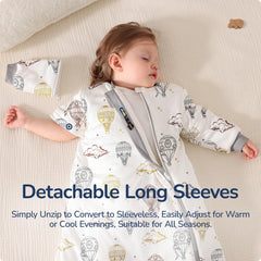 usbettas baby sleep sack detachable sleeves demonstrates year-round versatility for naps and play.