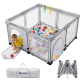 usbettas foldable baby playpen front view showcases spacious play area for infants.