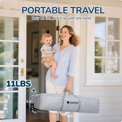 usbettas playpen sturdy base emphasizes triangular brackets and anti-slip feet for stability.