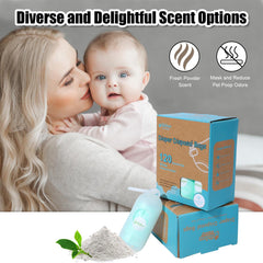 USBOO compact dispenser attached to diaper bag for easy loading