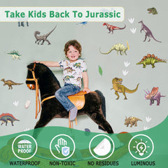 USGOO glow dinosaur wall decal adhesive back enables easy DIY application with no residue.