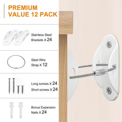 Utook Furniture Anchors 12-pack secured bookcase demonstrates anti-tip stability