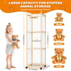 Uvellgift plush toy organizer tube with brake wheels demonstrates mobile storage