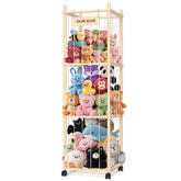 Uvellgift stuffed animal zoo wood tower front view shows organized toy storage