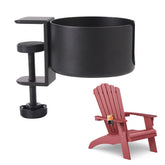 UXIETIN Adirondack chair cup holder showing secure attachment for spill-free drinks