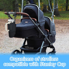 UXIETIN stroller cup holder with adjustable strap keeps your drink within reach during walks.