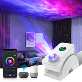 V JULES.V Smart Star Projector front view shows rotating galaxy for calming bedroom ambiance.