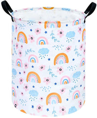 VAIVUSTO rainbow round laundry hamper front view for organized laundry days