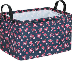 VAIVUSTO Rec Heart Print Box Hamper collapsible storage basket keeps clutter neatly stored
