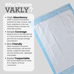 Vakly disposable underpad 25-pack on chairs illustrates easy-to-clean protection during meals