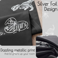 Vangao silver foil dinosaur curtains brighten boys and girls rooms.