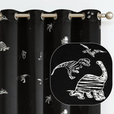 Vangao dinosaur foil print curtains with 63-inch length for kids' rooms.