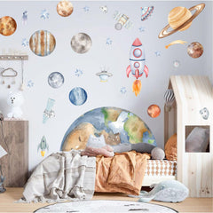 VANGNING space spaceship wall sticker—vivid visuals for dynamic bedroom scenes and pretend adventures.
