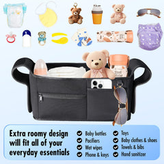 Vanleestar stroller organizer two cup holders for drinks and baby products.