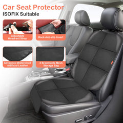 VANLONTD car seat protector back view demonstrates full coverage and spill protection.